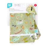 The Bumkins Wet/Dry Bag: Camp Gear features waterproof fabric and a camping print, shown packaged against a white background.