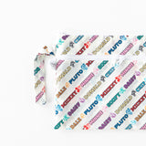 Bumkins Wet/Dry Clutch: Mickey & Friends Varsity is laid flat on a white background.