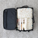The Bumkins Packing Cube 2 Pack + Clear Travel Bag 3 Pack Set: Palm Daze keeps your suitcase organized for easy travel.