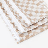 Bumkins Wet Bag + Clear Travel Bag 3 Pack Set in Sand Check—ideal for organizing or using as wet bags while traveling.