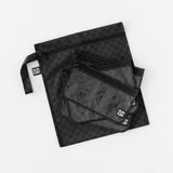 Bumkins Wet Bag + Clear Travel Bag 3 Pack Set in Rich Black—ideal for organizing travel essentials.
