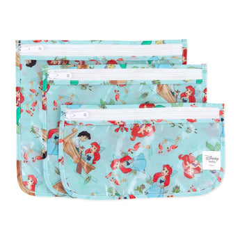 Bumkins Clear Travel Bag 3 Pack: Disney Princess Ariel features TSA-compliant, reusable bags with illustrations of Disney's Princess Ariel.
