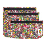 Bumkins Clear Travel Bag 3-Pack: Super Mario™ Mashup includes 3 TSA-compliant clear-front zippered pouches with character illustrations.