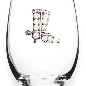 Stemless Wine Glass, Cowboy Boot