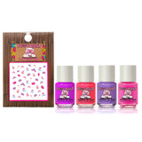 Piggy Paints Gift Set Swirls and Twirls: 4 bottles of non-toxic pink, orange, purple polish + fun 3D nail art stickers. Kid-safe!.