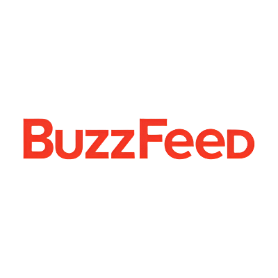 The image shows the BuzzFeed logo, featuring the word BuzzFeed in bold red letters on a transparent background.