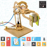 The Make A Robotic Arm Kit by Copernicus Toys offers hands-on learning with a syringe mechanism and hydraulic principles on a stand.
