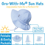 Grey Herringbone Sun Hat by Jan and Jul: Gro-With-Me® adjustable toggle, 50+ UPF protection, foldable in three steps.