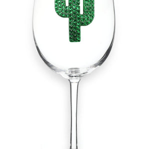 Stemmed Wine Glass, Green Cactus