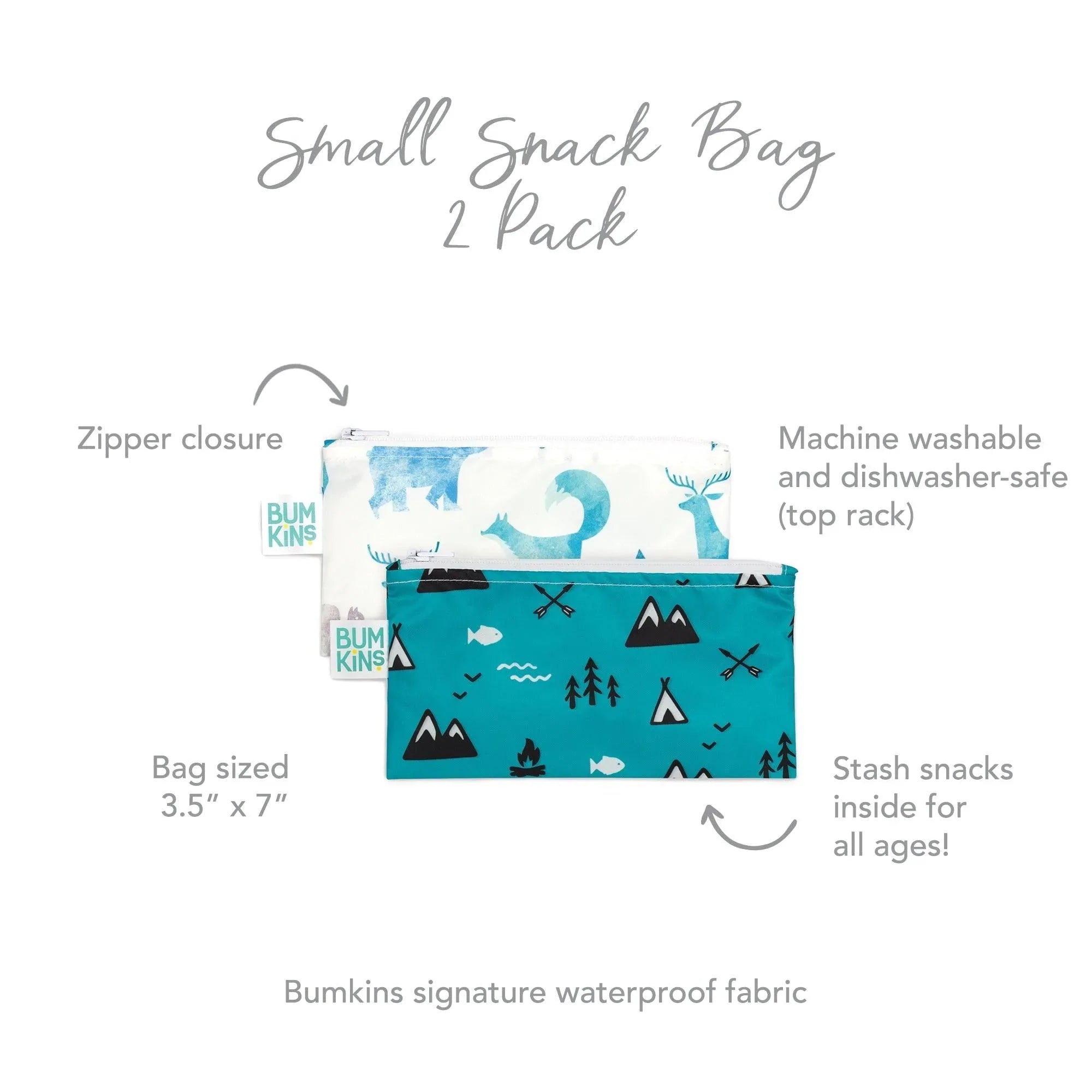 Reusable Snack Bag, Small 2-Pack: Outdoors & Wildlife - Bumkins