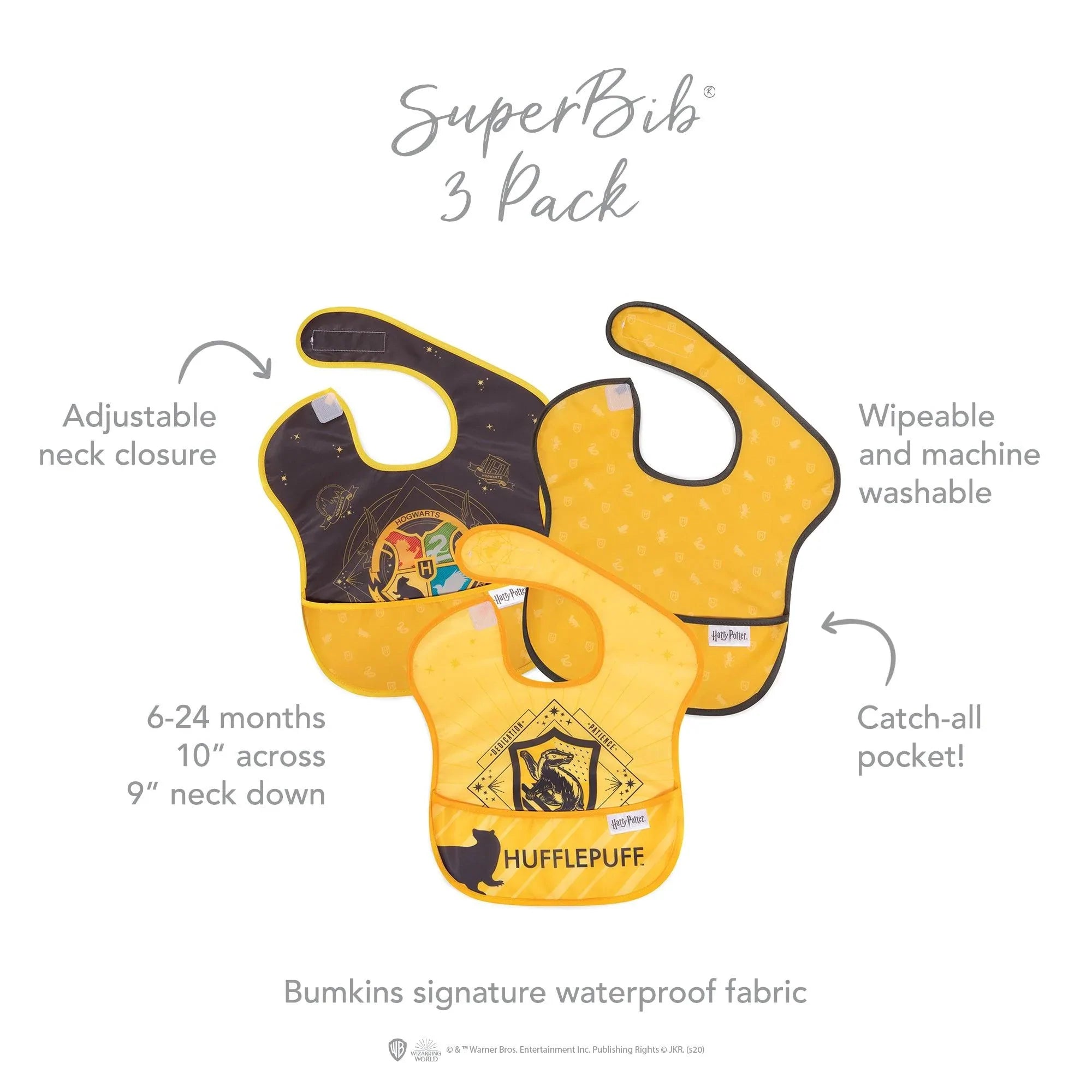 SuperBib® 3 Pack: Hufflepuff™ - Bumkins