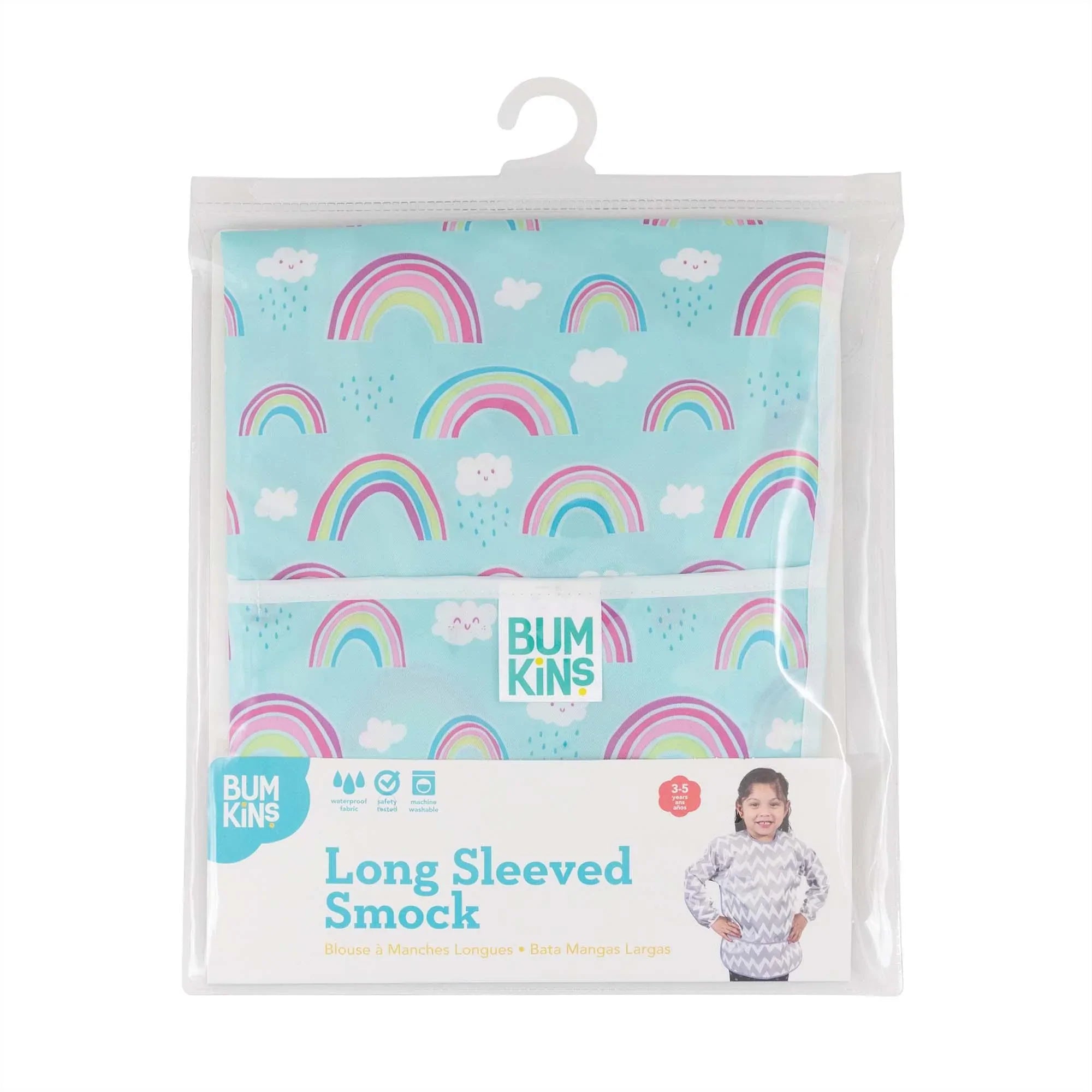 Long-Sleeved Art Smock: Rainbows - Bumkins