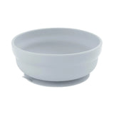 Bumkins Silicone Grip Bowl: Gray is round with a smooth finish, made of food-safe silicone with a suction base.