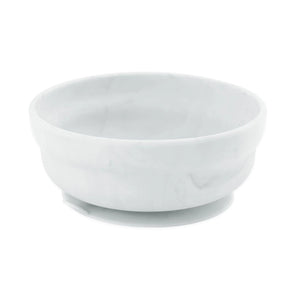Bumkins Silicone Grip Bowl: Marble is a round, marble food-safe silicone bowl for toddlers with a suction base.
