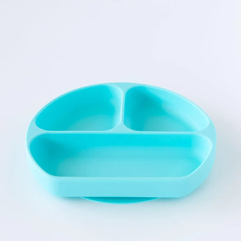 Bumkins Silicone Grip Dish: Blue is displayed on a white background.