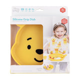 Bumkins Silicone Grip Dish: Winnie The Pooh in a white packaging box with a photo of a child and a clear window partially displaying the dish.