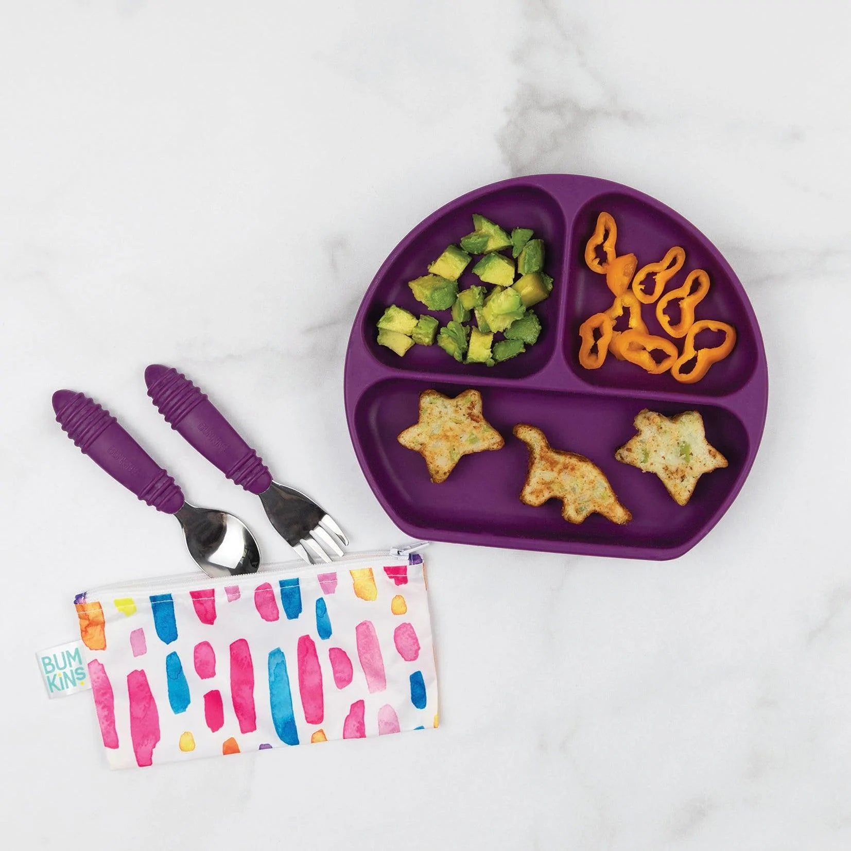 Silicone Grip Dish: Purple - Bumkins