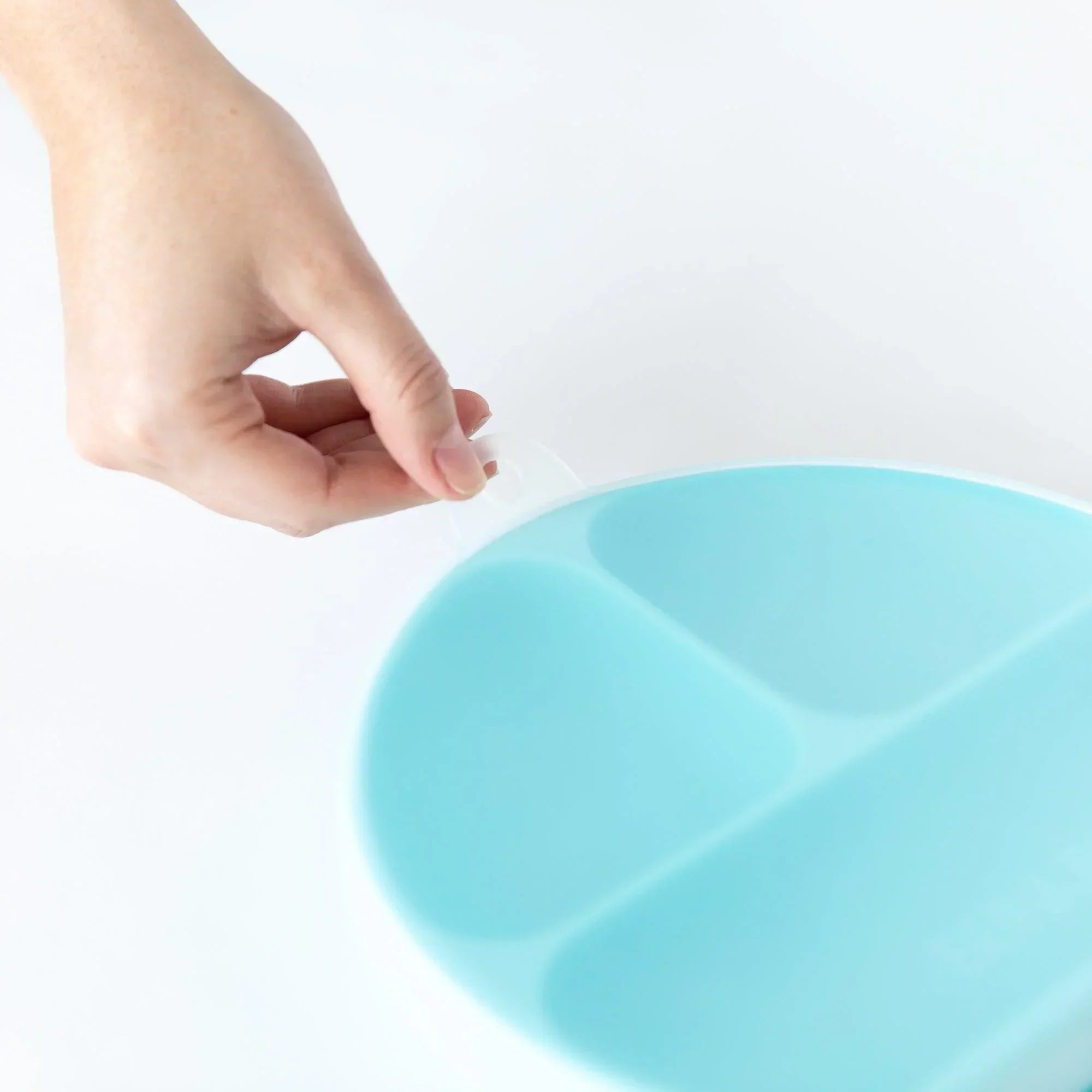 Silicone Grip Dish with Lid (3 Section): Blue - Bumkins