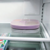 Bumkins Silicone Grip Dish with Lid (5 Section): Marble sits under another similar dish with lid on a refrigerator shelf.