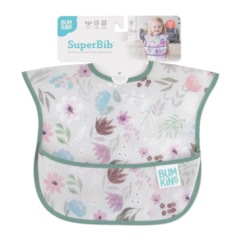 Bumkins SuperBib®: Floral is shown on a white packaging header.