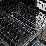 Bumkins Silicone Accessory Tether 2-Pack: Gray sits in the top rack of an open dishwasher.