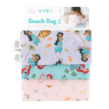 Bumkins Reusable Snack Bag, 3-Pack: Princess Magic, Ariel, and Jasmine is shown on a white packaging header.