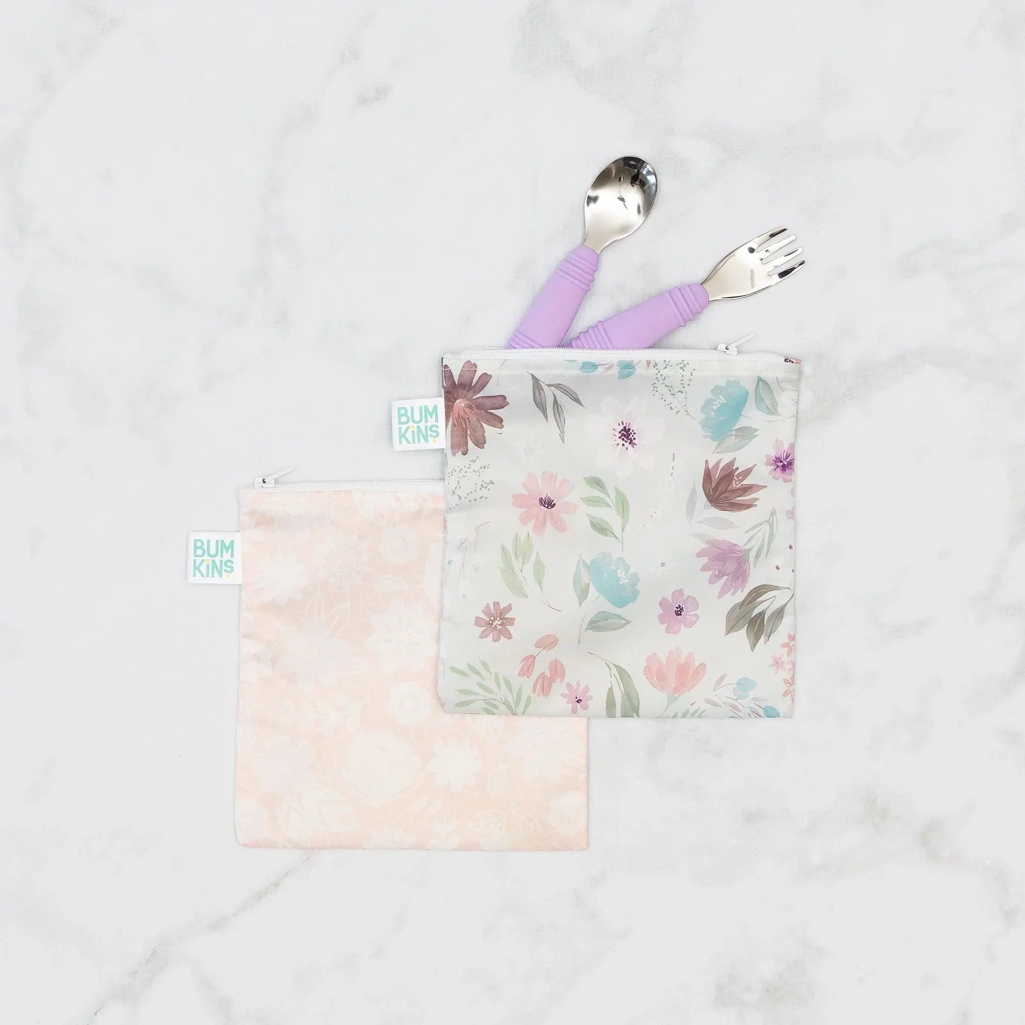 Reusable Snack Bag, Large 2-Pack: Floral & Lace - Bumkins