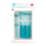 Bumkins Silicone Straw Cup with Lid: Blue is shown in a white packaging box, with a clear front window displaying the cup and straw.