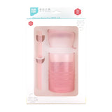 Bumkins Silicone Straw Cup with Lid: Pink is shown in a white packaging box, with a clear front window displaying the cup and straw.