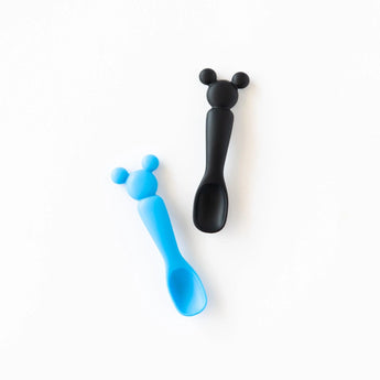 Bumkins Silicone Dipping Spoons: Mickey Mouse (Black and Blue) are displayed on a white background.