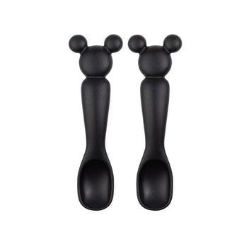 Bumkins Silicone Dipping Spoons: Mickey Mouse (Classic Black) includes two food-safe silicone spoons with Mickey-shaped handle tips.
