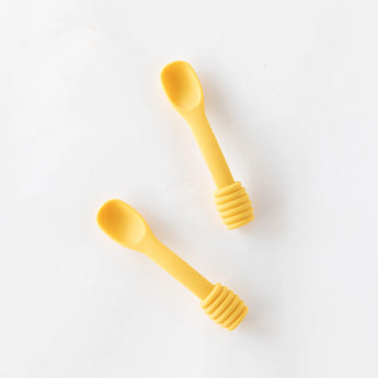 Bumkins Silicone Dipping Spoons: Winnie the Pooh are displayed on a white background.