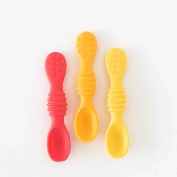 Bumkins Silicone Dipping Spoons 3 Pack: Tutti-Frutti lays neatly on a white background.