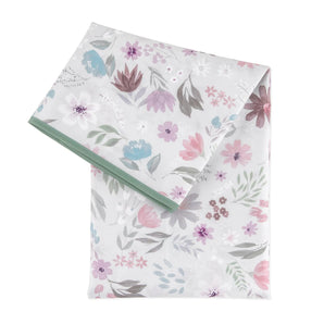 Bumkins Splat Mat: Floral features a pastel floral print on waterproof fabric with a green trim.