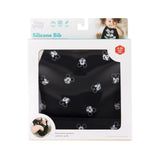 Bumkins Silicone Bib: Mickey Mouse Faces is shown in a white packaging box with a clear front window displaying the bib.