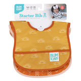 Bumkins Starter Bib 2 Pack: Sunshine and Grounded is shown on a white packaging header.