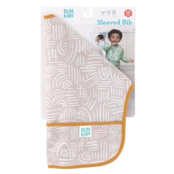 Bumkins Sleeved Bib: Wander is shown folded in its packaging.