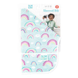 Bumkins Sleeved Bib: Rainbows is shown folded in its packaging.