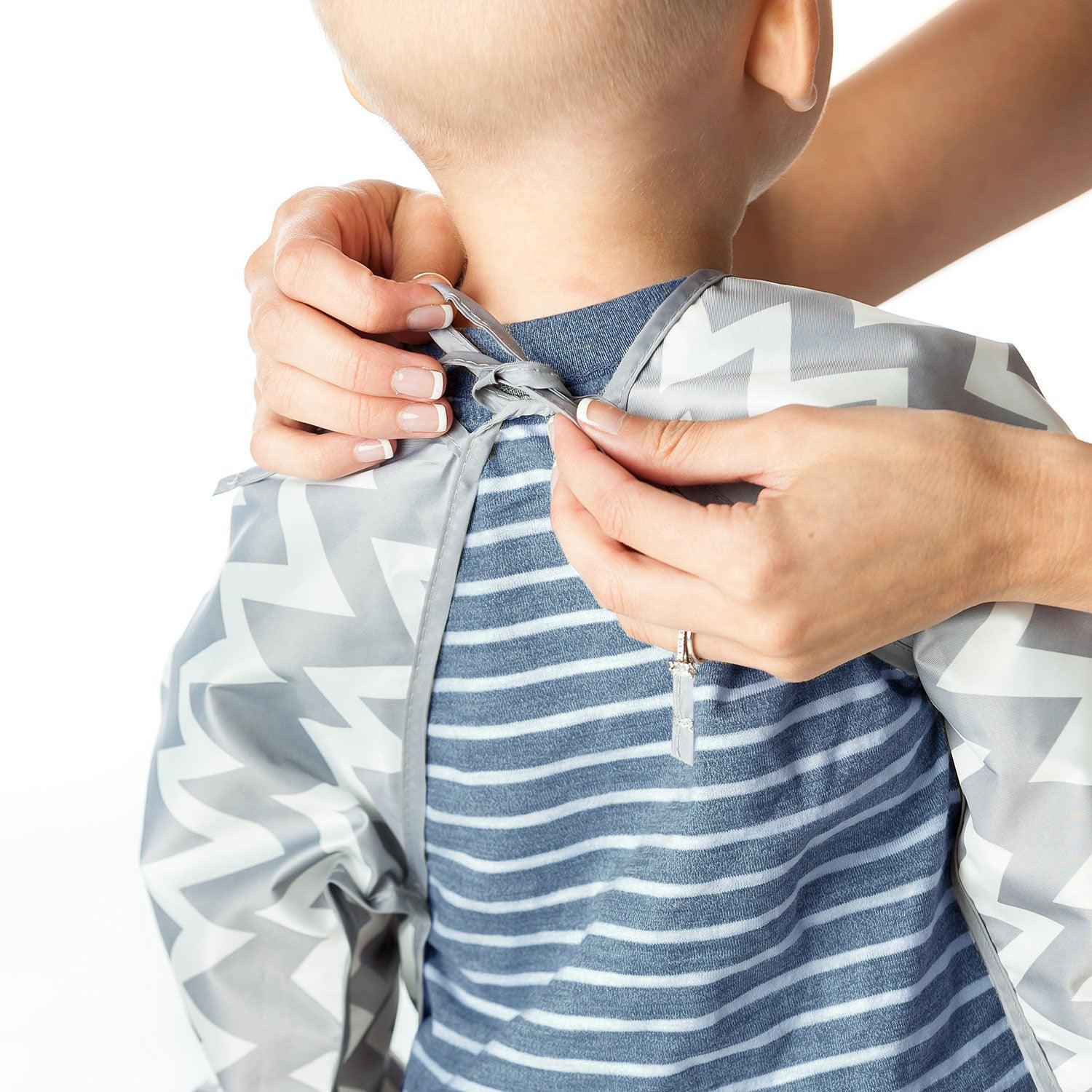 Sleeved Bib: Gray Chevron - Bumkins