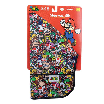 Bumkins Sleeved Bib: Super Mario™ Mashup is shown folded in its packaging.