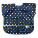 Bumkins Junior Bib: Super Mario™ Lineup features dark waterproof fabric with colorful icons like mushrooms, stars, and coins.