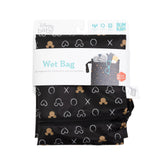 Bumkins Wet Bag: Minnie Mouse Icon Black + White is shown folded on white cardboard packaging with a band across the middle.