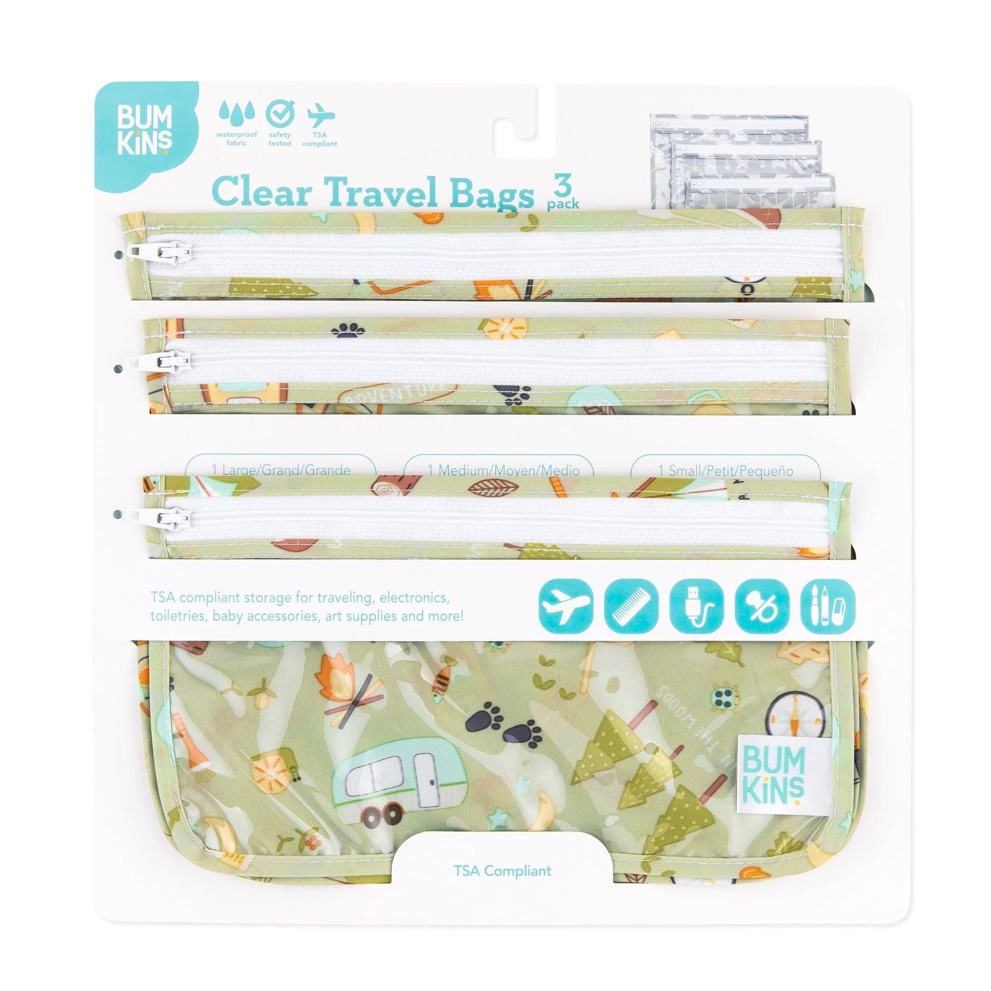 Clear Travel Bag 3-Pack: Camp Gear - Bumkins