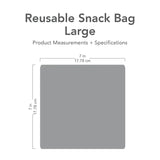 Gray silhouette of Bumkins Reusable Snack Bag Large with dimensions—width: 7 in (17.78 cm), height: 7 in (17.78 cm).