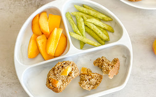 peach blender muffins in toddler plate