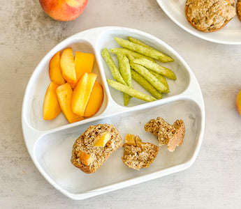 peach blender muffins in toddler plate