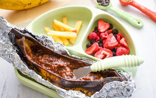 Super Fun & Easy Baked Banana Boat Recipe with Flaxseed - Bumkins