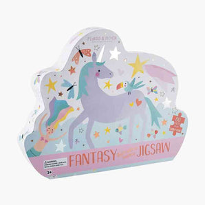 Floss and Rocks 80 Piece Puzzle, Fantasy: A pastel unicorn with stars and butterflies, ideal for kids aged 3+.