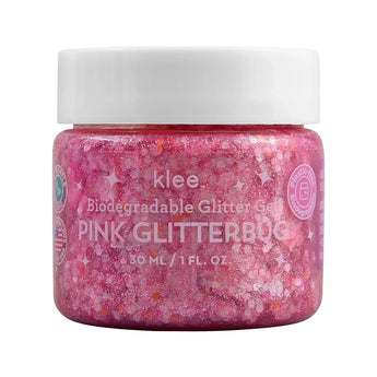 Klee Naturals Biodegradable Glitter Gel in pink with ocean-safe glitter.