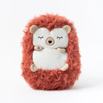 The Slumberkins Copper Hedgehog Mini, soft with closed eyes and a beige face, is ideal for Valentines Day cuddles.